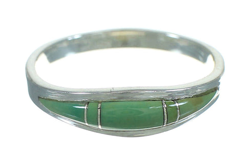 Southwest Turquoise Inlay Silver Ring Size 5-3/4 AX80873